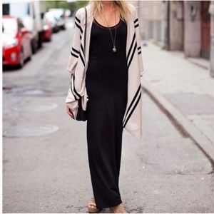 H&M Poncho Buff Beige Black Stripe oversized